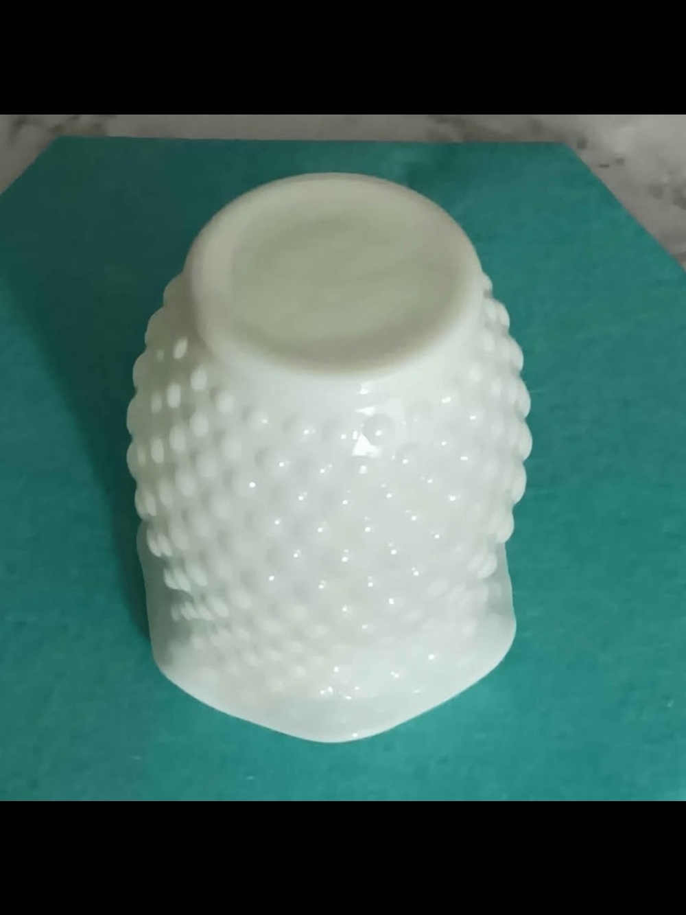 Vintage White Hobnail Milk Glass Ruffled Vase - Picture 8 of 9